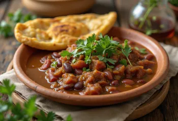 يخنة لوبيو مع خبز مشادي والبقدونس الطازج