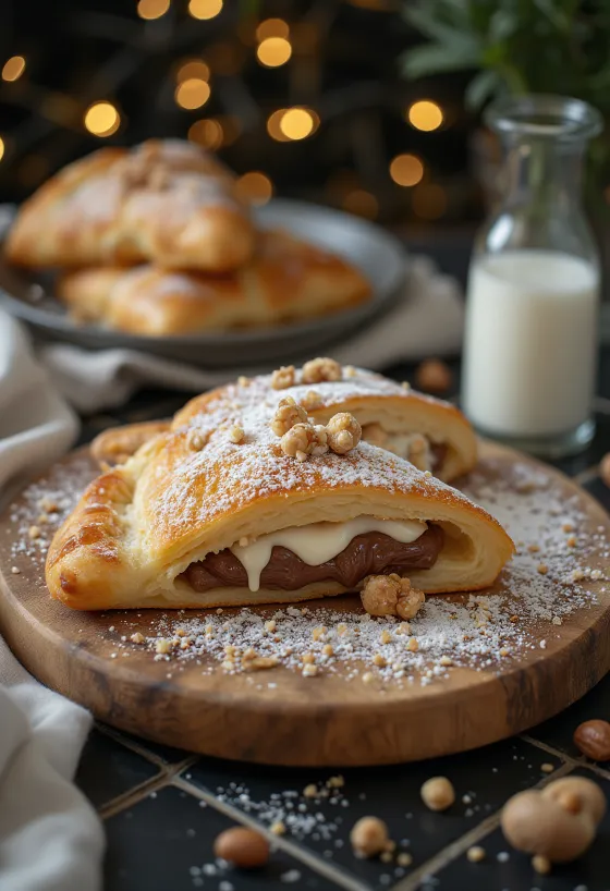 كالزوني بكريمة البندق مخبوز طازجاً