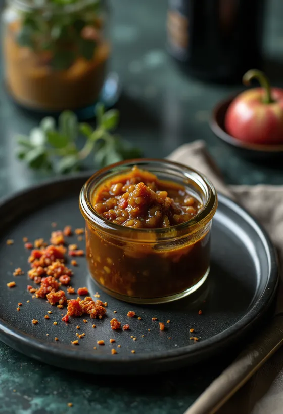 صلصة الخل البلسمي بالخردل والفلفل مقدمة للتقديم