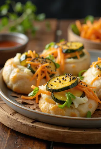 خبز الباو بالكوسة المشوية يقدم