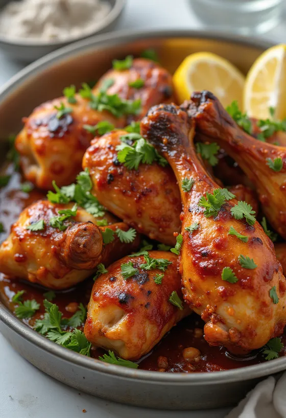 دجاج تندوري مقدم مع خبز نان وسلطة