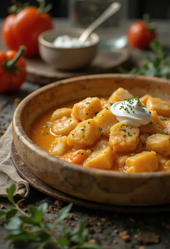 بابريكاش سمك السلور مقدم مع معكرونة بالجبن