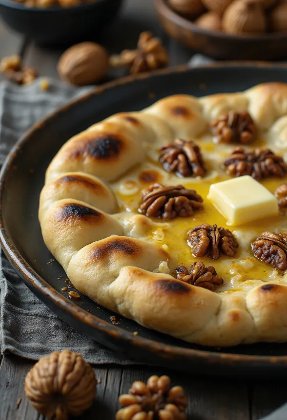 خبز النان بالجوز المحمص مقدم للتقديم