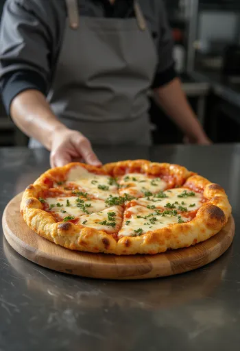 قاعدة بيتزا القرنبيط مع إضافات نباتية مقدمة للتقديم