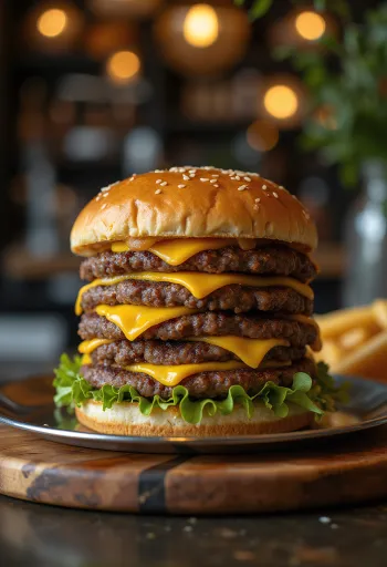 برجر اللحم الرباعي مقدماً