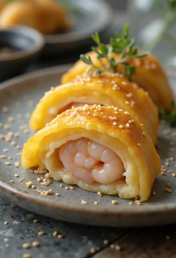 تاماغوياكي ببيوريه الروبيان، أومليت بحشوة غنية من الروبيان