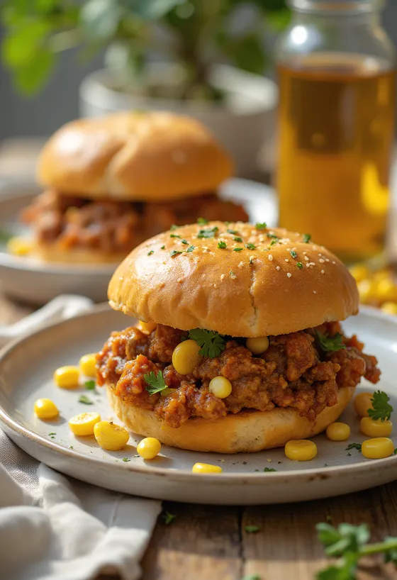 سلوبي جو بالذرة، بحشوة لحم مفروم ومقدم في خبز مقرمش