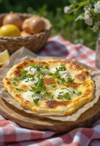 جوزليمه بالجبن والأعشاب الطازجة، مقرمشة ومقدمة في طبق