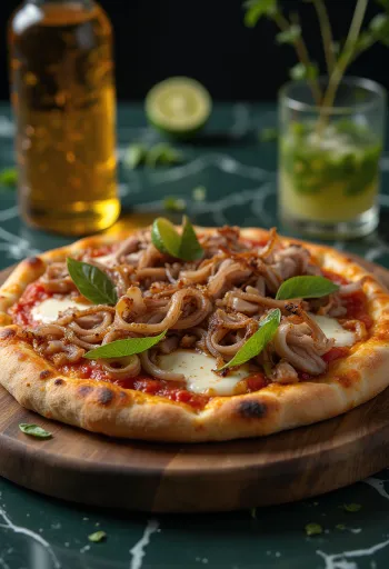 بيتزا على الطراز الكوبي مع لحم بقري مشوي وبصل مكرمل