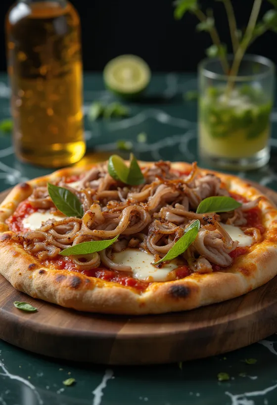 بيتزا على الطراز الكوبي مع لحم بقري مشوي وبصل مكرمل