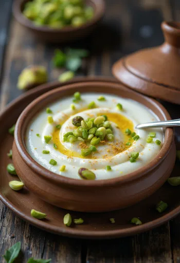 بهابا دوي، حلوى زبادي مطهو على البخار مزينة بالفستق