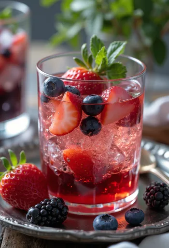 مشروب التفاح بالتوت يقدم طازجًا