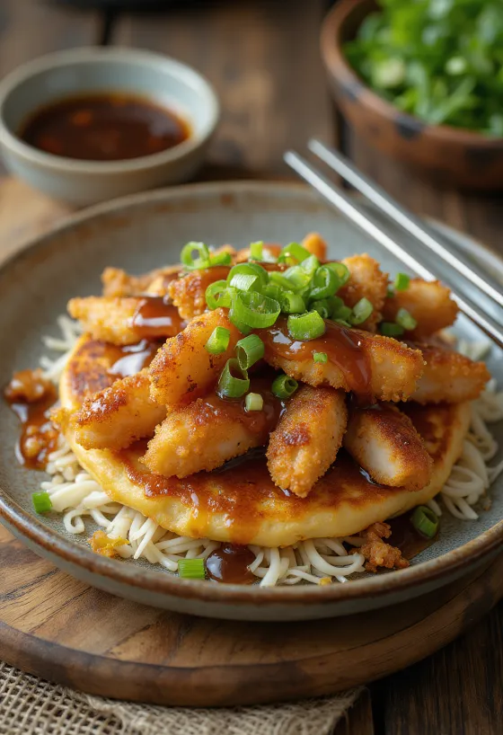 بان كيك كاتسو يقدم مع لحم مقرمش وصوص كاتسو