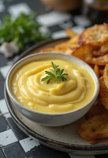 صلصة الخردل والثوم مقدمة مع اللحوم المشوية