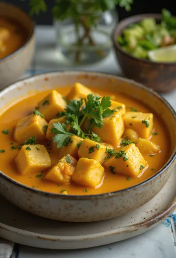 موكيكا مقدمة مع التوفو والسمك وحليب جوز الهند