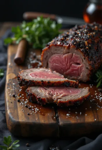 بريسكت بقر باربيكيو مقدم ممزق خيوطاً مع بطاطس مقلية