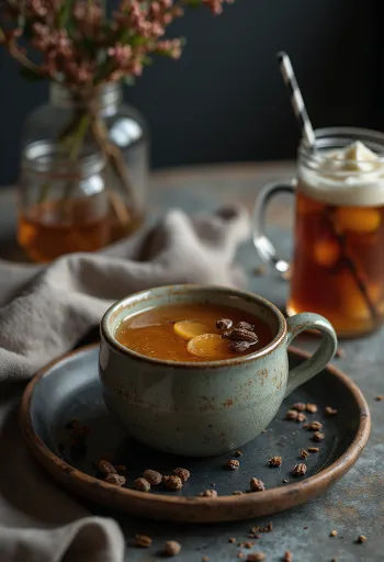 مشروب التفاح بالعرعر يقدم في كأس