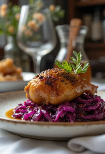 فخذ بط مقدم مع ملفوف أحمر مطهو