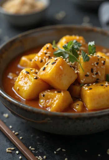 يخنة الباذنجان مع السمسم مقدمة للتقديم