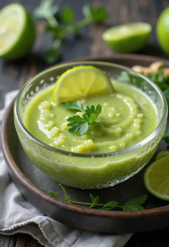 صلصة الزنجبيل والليمون الطازجة مع إكليل الجبل