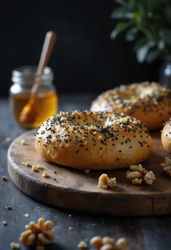 بيجل بذور الخشخاش والجوز والمرزبان مخبوز طازجاً