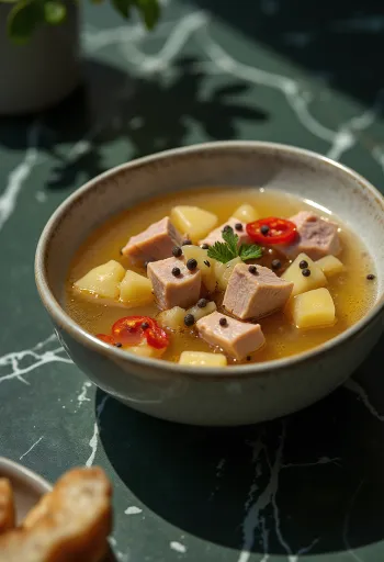 حساء سوس بالكرفس واللحم والتوابل الطازجة