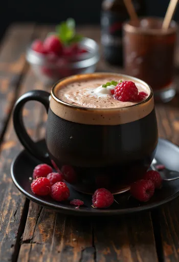 مشروب التفاح بالشوكولاتة والتوت في كأس