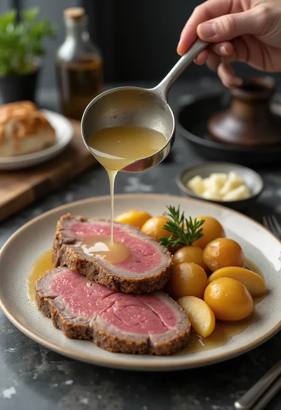 تافيل سبيتز مقدم مع بطاطس وفجل بالتفاح