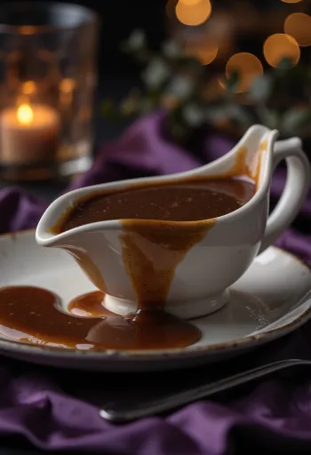 صلصة الشعير الداكنة مقدمة مع اللحوم المشوية