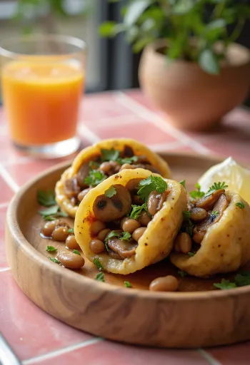 أكراجي بالفطر في عجين مقلي ذهبي اللون