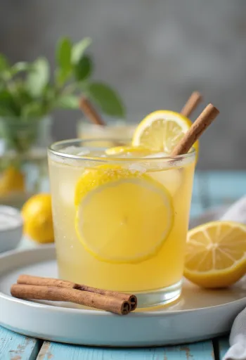 ليمونادة دافئة متبلة مع ليمون طازج وعود قرفة