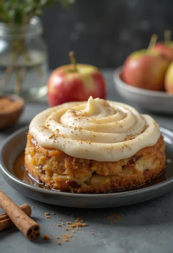 كعكة موس التفاح بالقرفة مزينة بشرائح التفاح