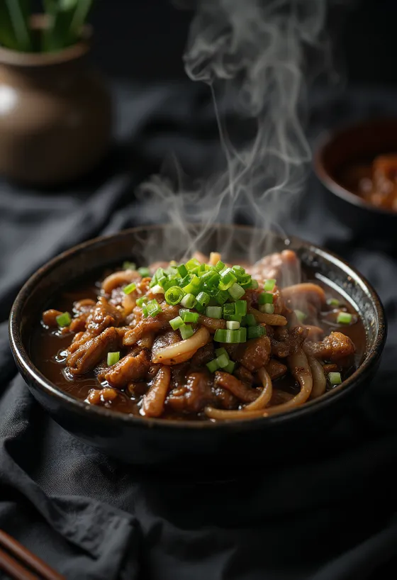 بولغوغي لحم البقر بصلصة الصويا، طبق على الطريقة الكورية