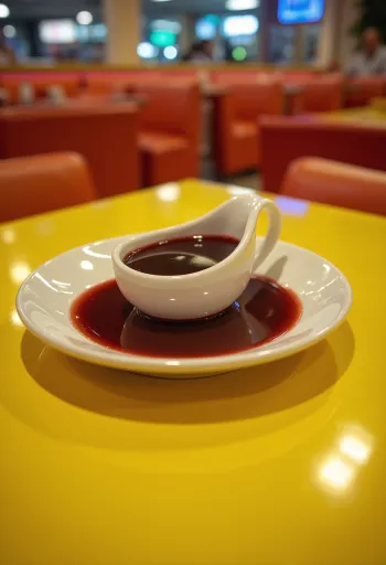 صلصة البرتقال وعصير العنب الأحمر في وعاء، مزينة بإكليل الجبل الطازج وقشر البرتقال.