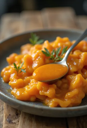 صلصة الزبدة بالبابريكا مقدمة بجانب لحم مشوي