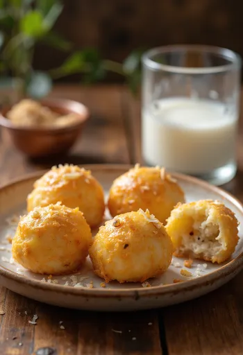 ليتي بجوز الهند، كرات جوز هند بنكهة القرفة مزينة بليمون طازج