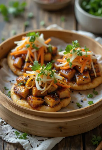 خبز الباو محشو بتوفو الترياكي مقدم للتقديم