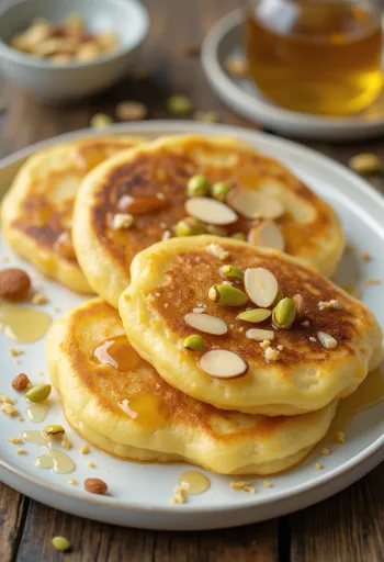 بان كيك مالبوا يقدم مع العسل والفستق