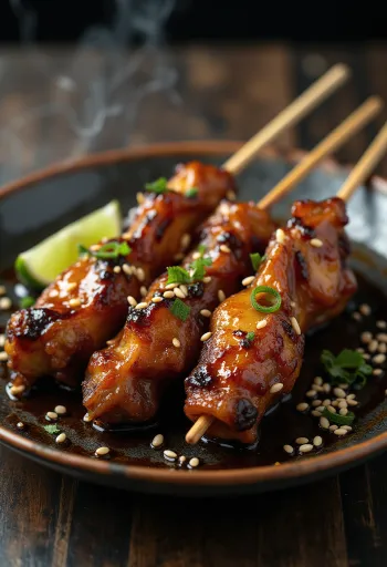 أجنحة دجاج تيباساكي ياكيتوري، مشوية ومقدمة بالسمسم