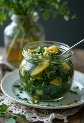 سبانخ مخلل حلو وحامض في برطمان