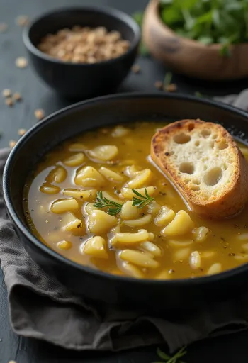 كالديلو بالثوم، يقدم مع خبز طازج