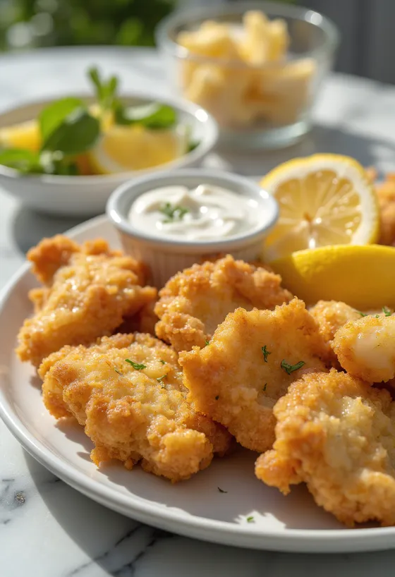 مخ مقلي في بقسماط مقرمش مقدم مع خضروات طازجة