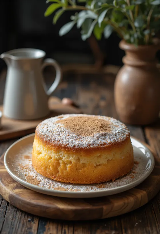 كيكة إسفنجية بالقرفة مقطعة إلى شرائح ومقدمة