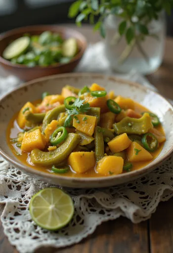 تيندا بالفلفل الحار، طبق متبل مع الكزبرة الطازجة