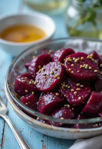 سلطة شمندر مع خضروات طازجة وصلصة بلسمية