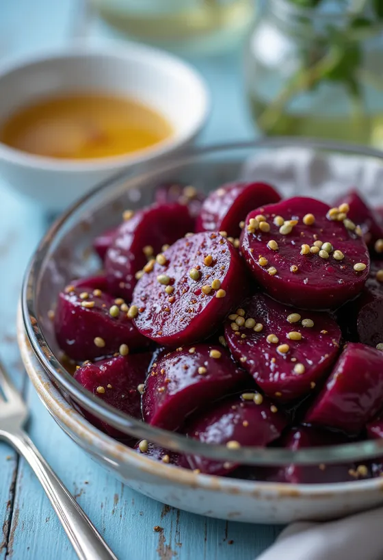 سلطة شمندر مع خضروات طازجة وصلصة بلسمية