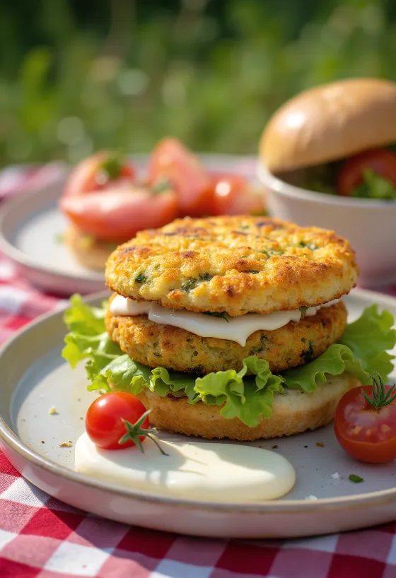 برجر الكوسة جاهز للتقديم