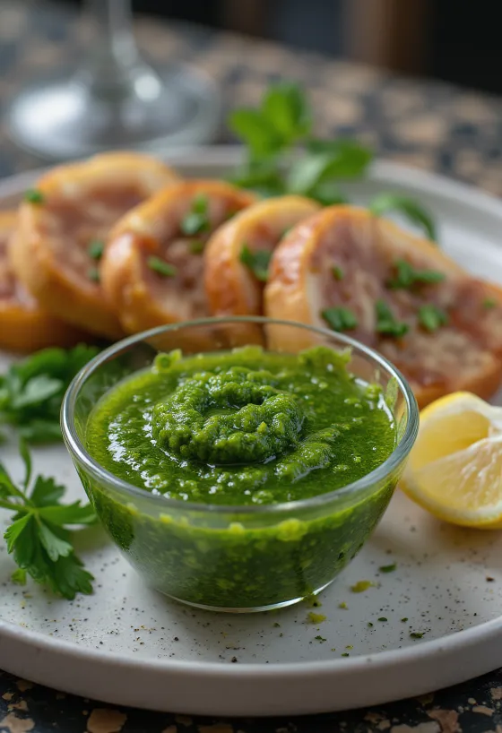 صوص تشيمي تشوري مقدم مع لحوم مشوية
