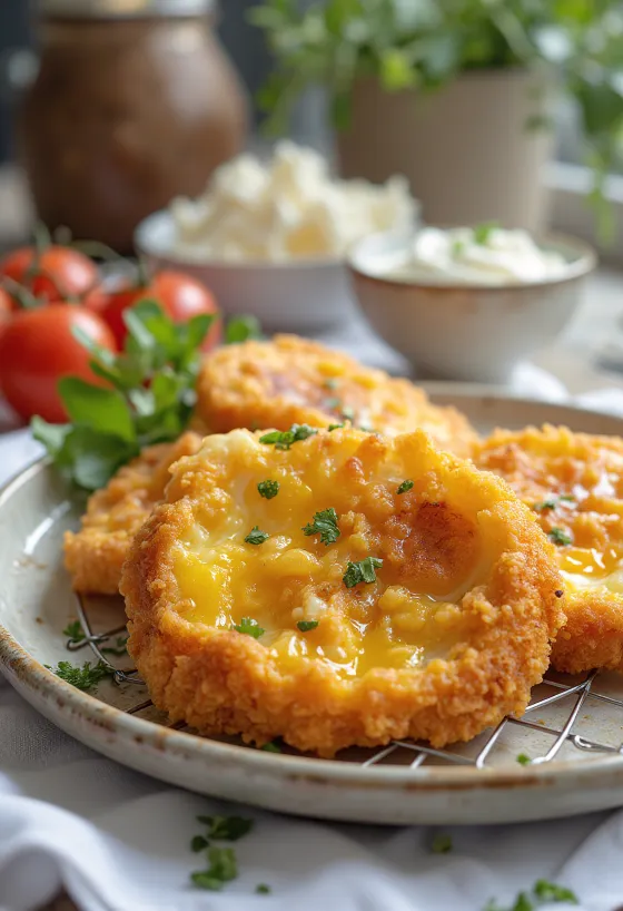 باذنجان مقلي بغلاف مقرمش، محمر بلون ذهبي