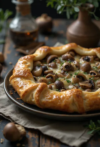 فطيرة كروستاتا مالحة محشوة بالفطر والجبن